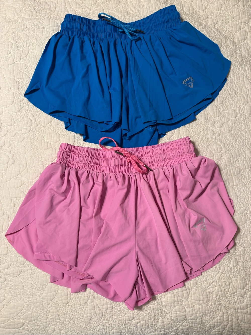 Amazon Flowy Running Shorts for Women Spandex Drawstring Shorts Blue & Pink